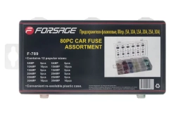 Предохранители флажковые, 80пр. (5А, 10А, 15А, 20А, 25А, 30А) Forsage F-789