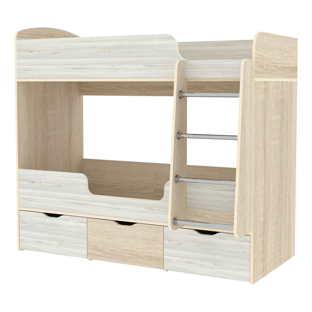 Кровать двухъярусная КарИВи Малыш Двойняшка Дуб Сонома Винтерберг