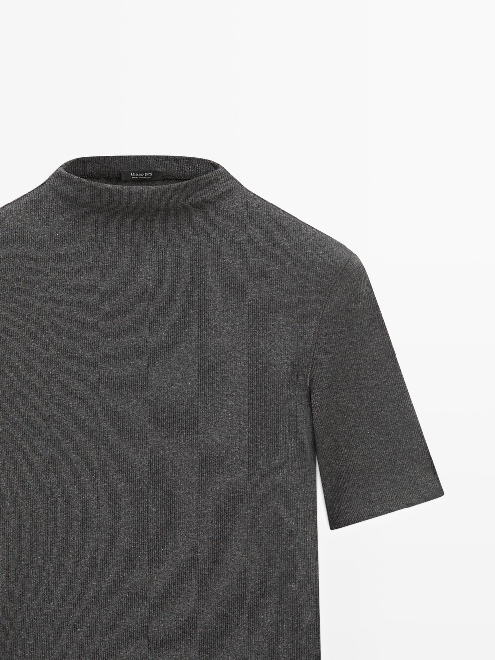 Massimo Dutti Хлопковая футболка с коротким рукавом, серый