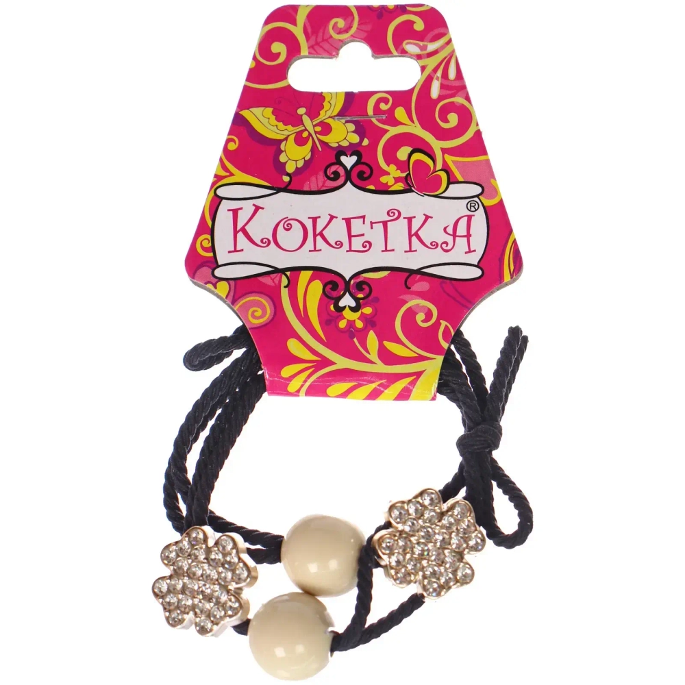 Резинки для волос 2шт «ФАНТЕЭГРО», клевер, цвет черный, молочный и коричневый, d-5.5см (Кокетка)