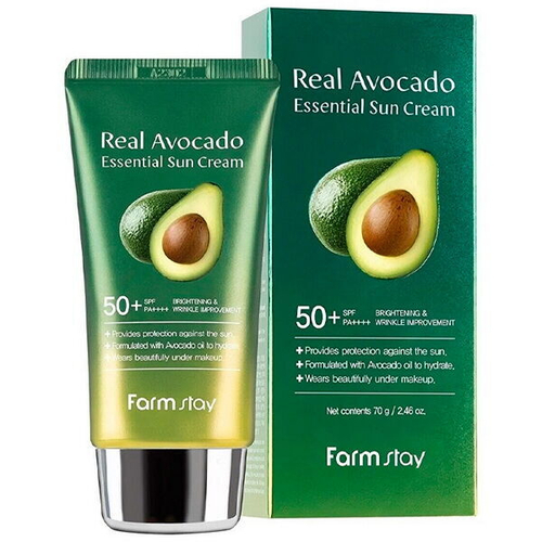 Солнцезащитный крем с авокадо FarmStay Real Avocado Essential Sun Cream SPF50+ PA++++, 70г