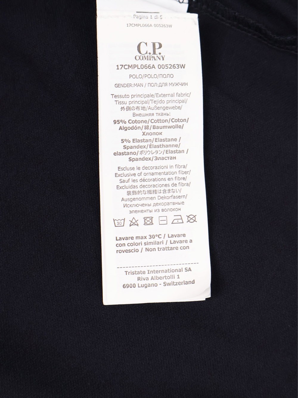 Поло с длинным рукавом C.P. Company Stretch Piquet Slim Navy