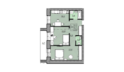 2 комнатная квартира, 52,1 м² / Чистовая отделка