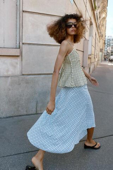 ZARA ТОП В БЕЛЬЕВОМ СТИЛЕ В КЛЕТКУ, ЖЕЛТЫЙ