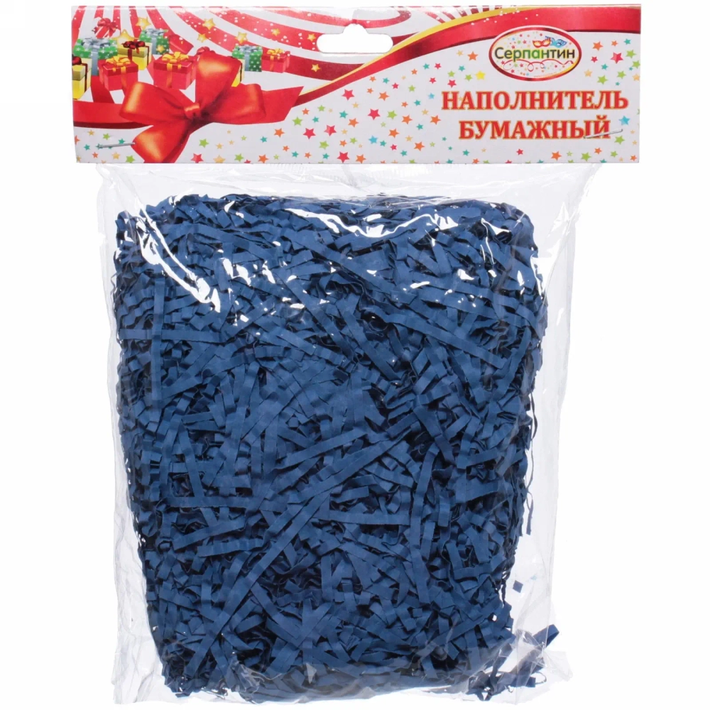 Наполнитель бумажный для подарков «Праздничный вечер» 50г (гофре), синий