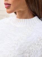 Свитер осенний теплый пушистый укороченный вязаный