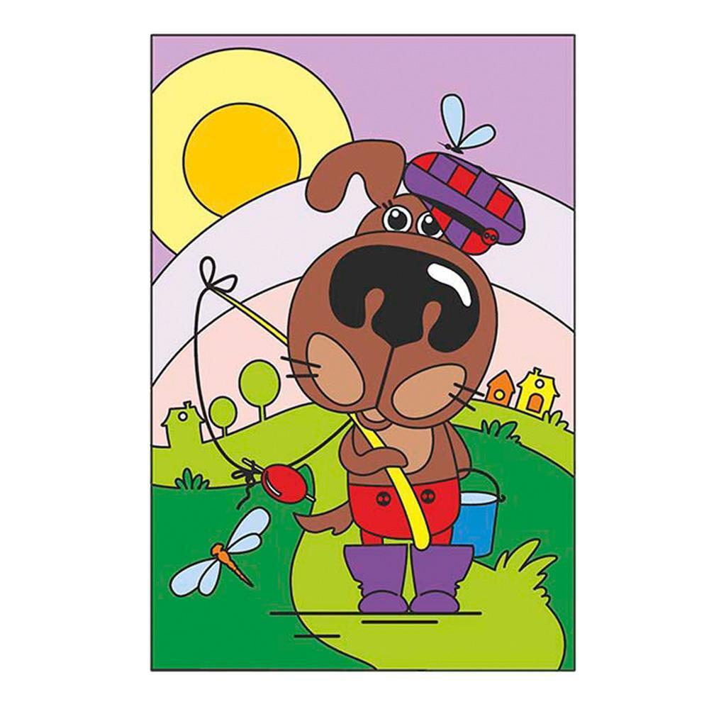 Картина по номерам 20*30см "Песик-Рыболов" (Lori)