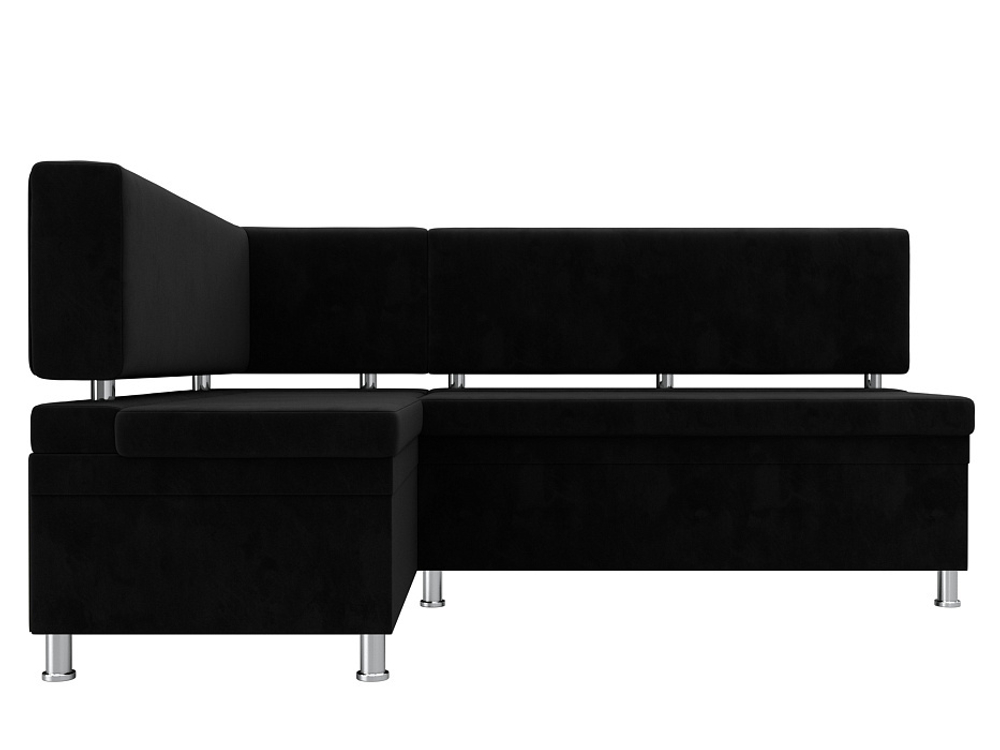 Диван кухонный угловой Стайл левый угол, Черный, Велюр, 111660L