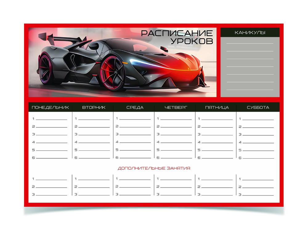 Расписание уроков пиши-стирай А3 "Драйв" (Schoolformat)