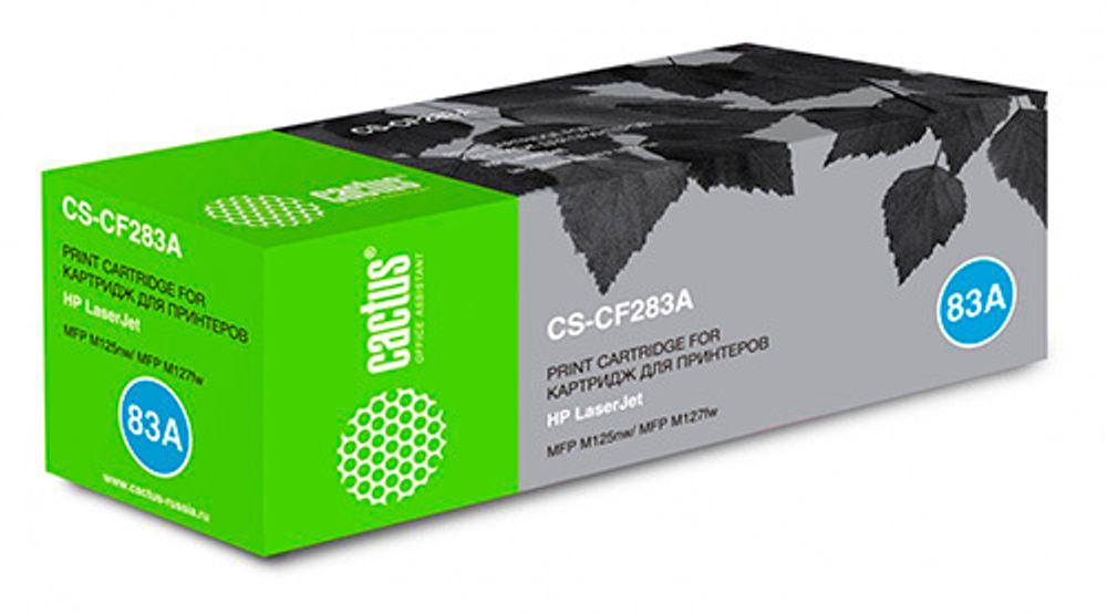 Тонер картридж Cactus CF283A черный для HP LJ Pro M125nw/M127fw, 1500стр.
