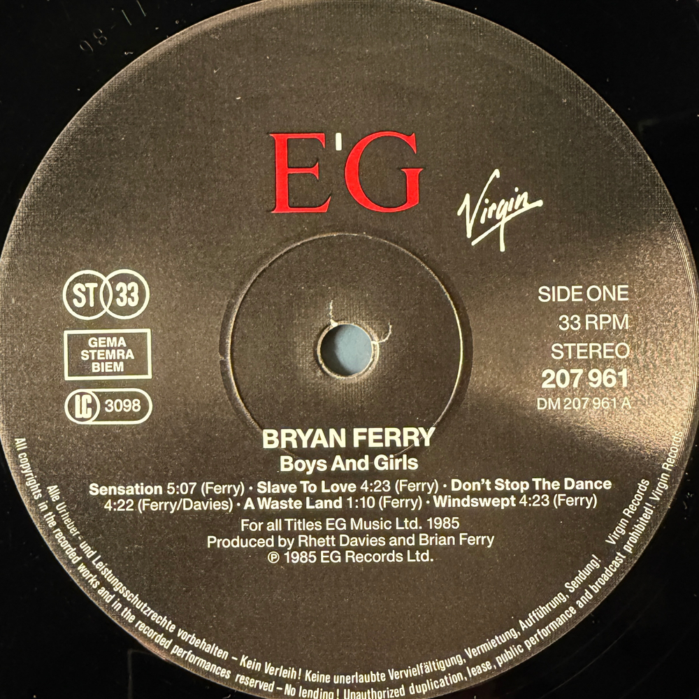 Bryan Ferry ‎– Boys And Girls (Европа 1985г.)