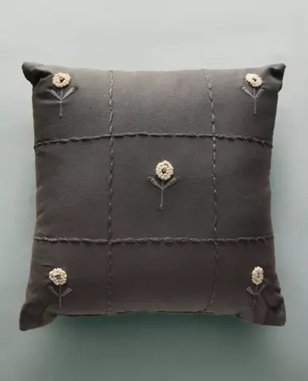 ZARA HOME ПОДУШКА С ВЫШИВКОЙ ДЛЯ ДЕТЕЙ, СЕРЫЙ