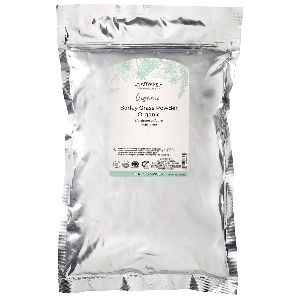 Starwest Botanicals, Порошок из ячменя, органический, 453,6 г (1 фунт)