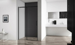 Душевая дверь BelBagno Acqua 130 ACQUA-BF-1-130-C-NERO профиль Черный стекло прозрачное