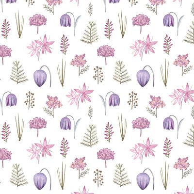 Цветы английского сада в розово-фиолетовых тонах