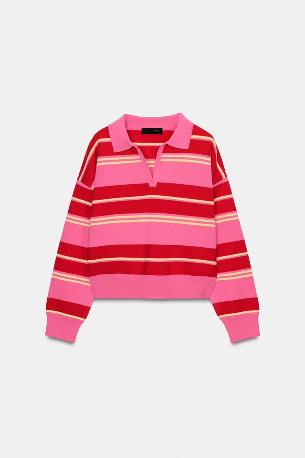 ZARA ДЖЕМПЕР С ВОРОТНИКОМ ПОЛО В ПОЛОСКУ, РАЗНОЦВЕТНЫЙ