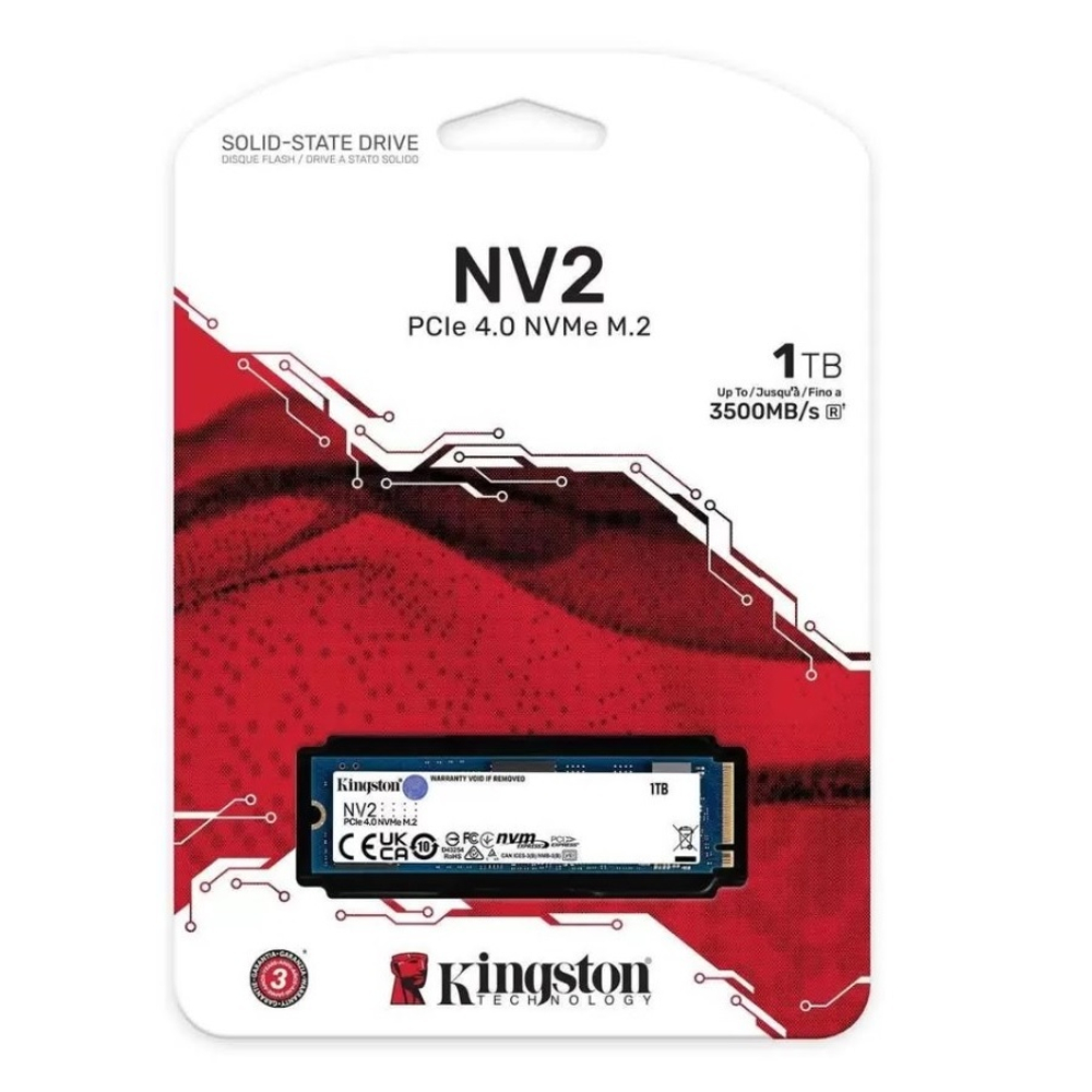 Жесткий диск SSD M.2 1Tb Kingston NV2, 3500/2100MBs, 275000 IOPS, TLC 3D NAND, PCI-E 4.0 x4 (SNV2S/1000G)