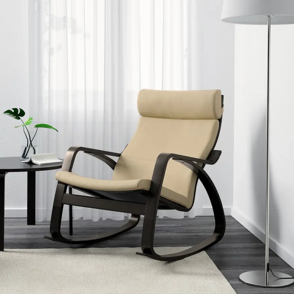 Кресло-качалка - IKEA POÄNG/POANG/ПОЭНГ ИКЕА, 68х94х95 см, бежевый