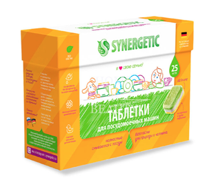 Таблетки для мытья в посудомоечной машине Synergetic 25 штук