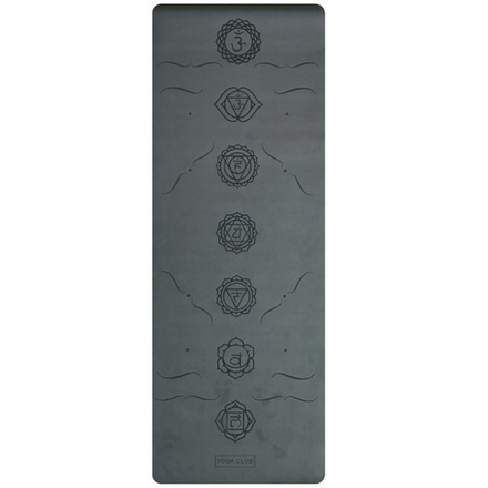 Каучуковый йога коврик Chakras Black c разметкой 185*68*0,45 см