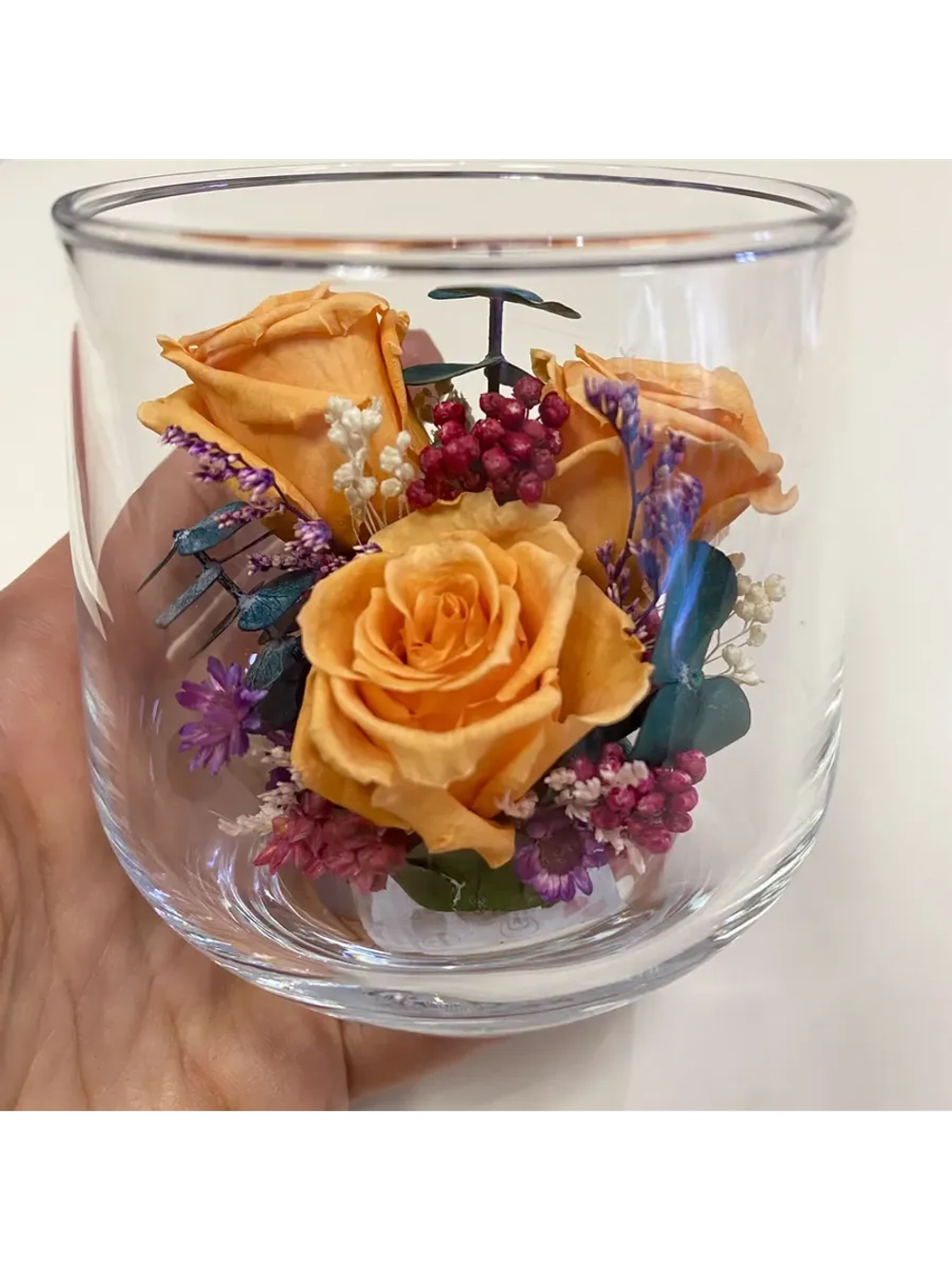 натуральные кустовые розы в стекле, вакуум*