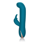 Бирюзовый вибратор с изогнутой головкой Jack Rabbit Signature Silicone Rocking  G  Rabbit - 20 см.