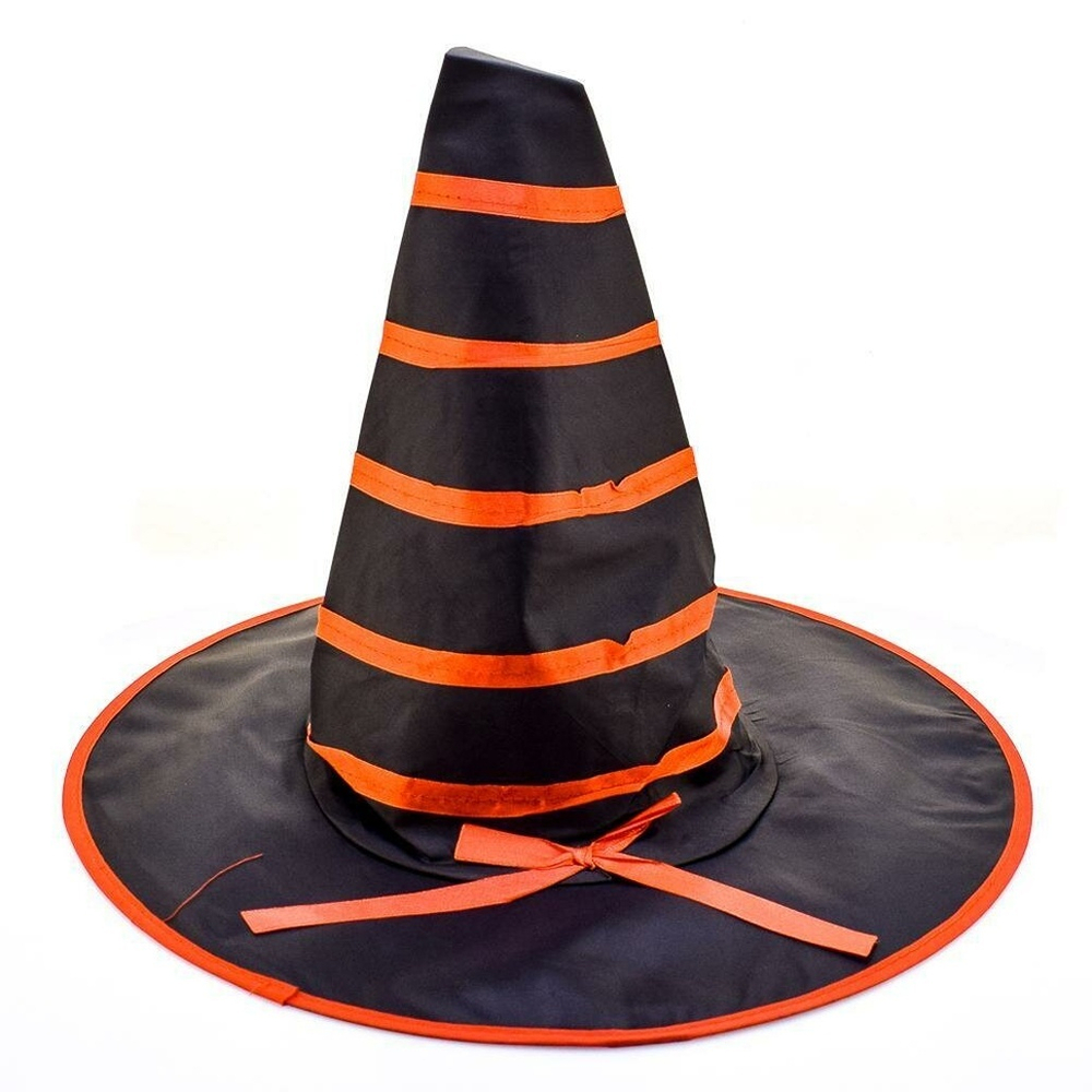 Шляпа Ведьмы с полосками и бантом