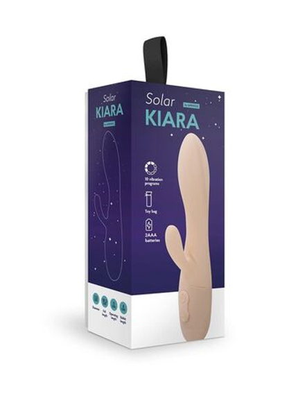 Вибратор с клиторальным стимулятором Kiara, цвет слоновая кость