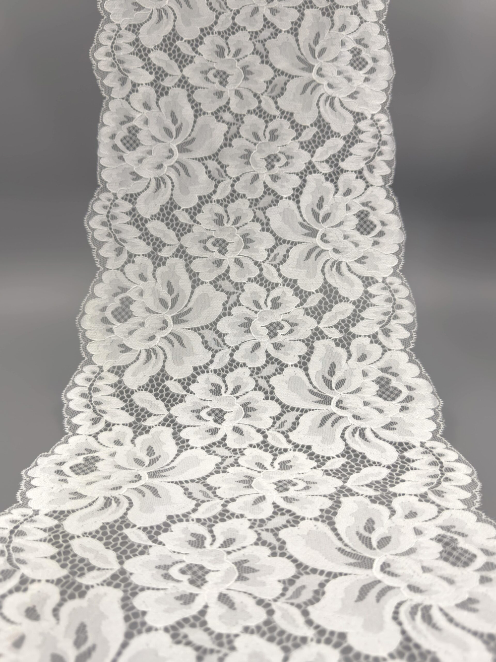 Эластичное кружево теплое белое ширина 22 см ОТРЕЗЫ