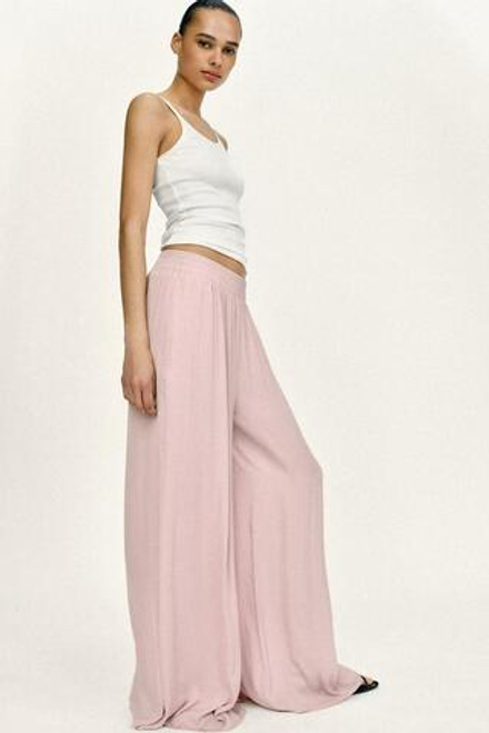 ZARA ШИРОКИЕ БРЮКИ С ВЫСОКОЙ ПОСАДКОЙ, РОЗОВЫЙ