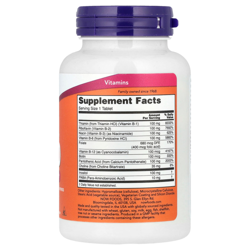 NOW Foods, В-100, длительного высвобождения, 100 таблеток