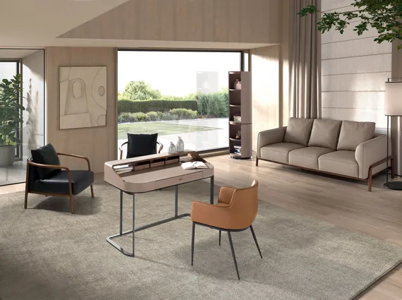 Туалетный столик Angel Cerda 3279 из экокожи, ореха и серой стали