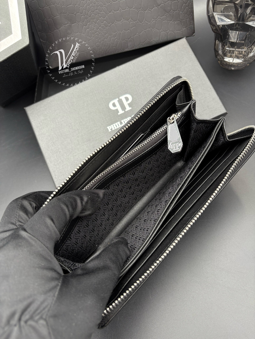 Кожаный кошелек на молнии Philipp Plein