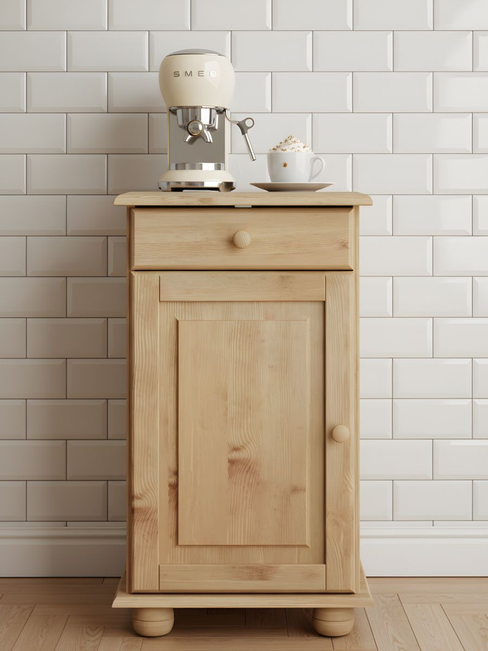 Тумба, 48х39х81, Лена, однодверная, из массива дерева, с ящиком, буфет для кухни, бейц, Dipriz