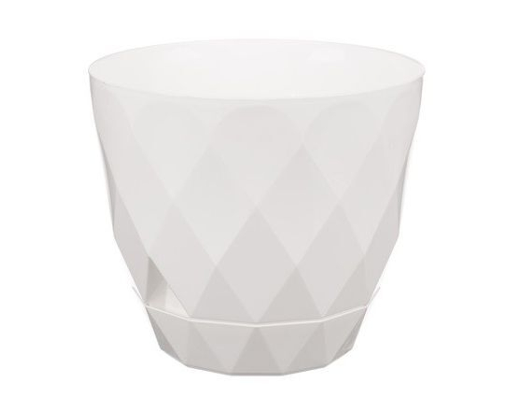 Горшок для цветов Idiland с поддоном Laurel, 1,3 л, d 14,5 см, h 12,5 см, цвет белый (221610829/01)