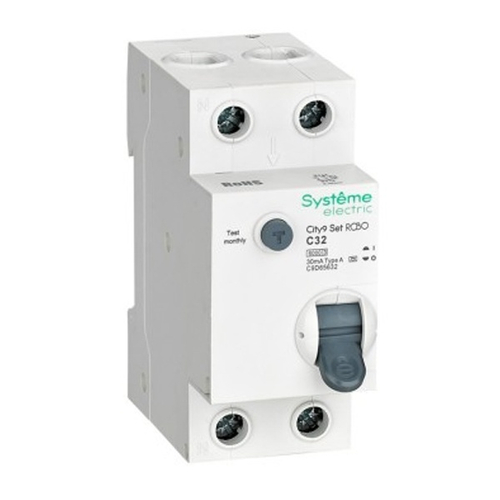 Дифференциальный автомат City9 Set электронный C32А 30мА тип А 2П 6кА Systeme Electric (дифавтомат, АВДТ) C9D65632