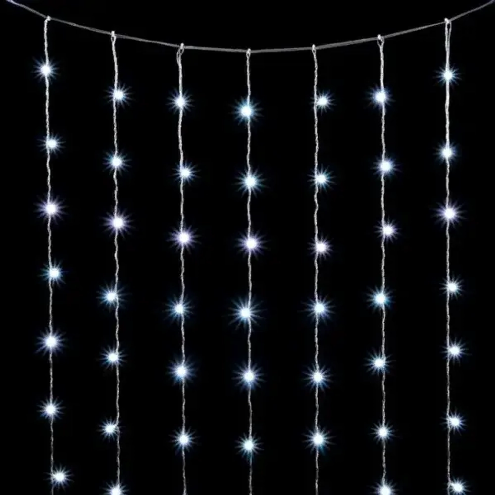 Светодиодный занавес 2*2 м., 400 белых LED ламп, облегченный, прозрачный провод ПВХ, LTC (PCL400NOT-10-2W)