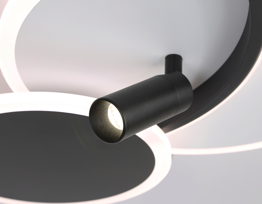 Светильник светодиодный настенно-потолочный с пультом FL5118/3+1 WH/BK белый/черный 64W 3000K/4200K/6400K+4200K 480*425*110 (ПДУ ИК)