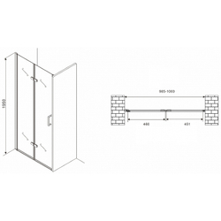 Душевая дверь Abber Zart 100 AG08100P профиль Хром стекло прозрачное