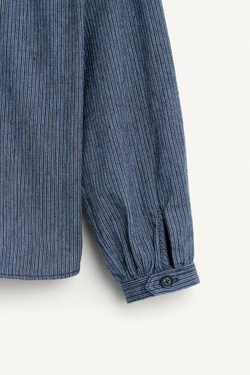 ZARA РУБАШКА С ВОРОТНИКОМ-ЛОДОЧКА, ТЕМНО-СИНИЙ