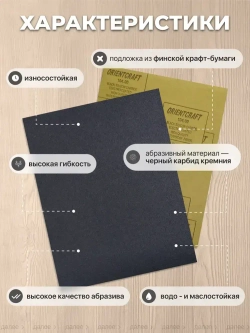 Наждачная бумага набор 230х280 Р1000, Р1500, Р2000 Шкурка шлифовальная , Водостойкая наждачная бумага, 3 шт. ORIENTCRAFT