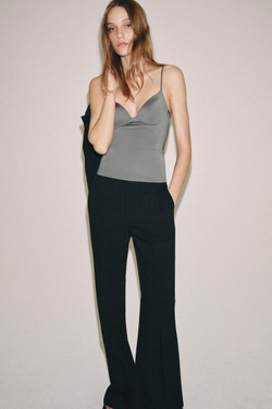 ZARA ТОП ИЗ СМЕСОВОГО ПОЛИАМИДА, ЖЕМЧУЖНО-СЕРЫЙ