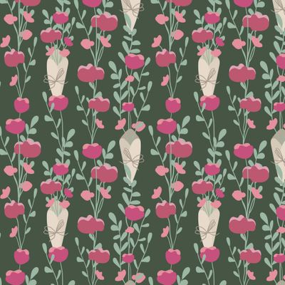 pattern Flowers in craft paper 29102021 dark green