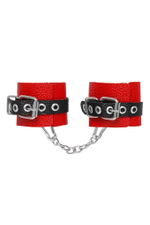 Наручники Pecado 2198 – красно-черные, мягкая кожа, цепочка