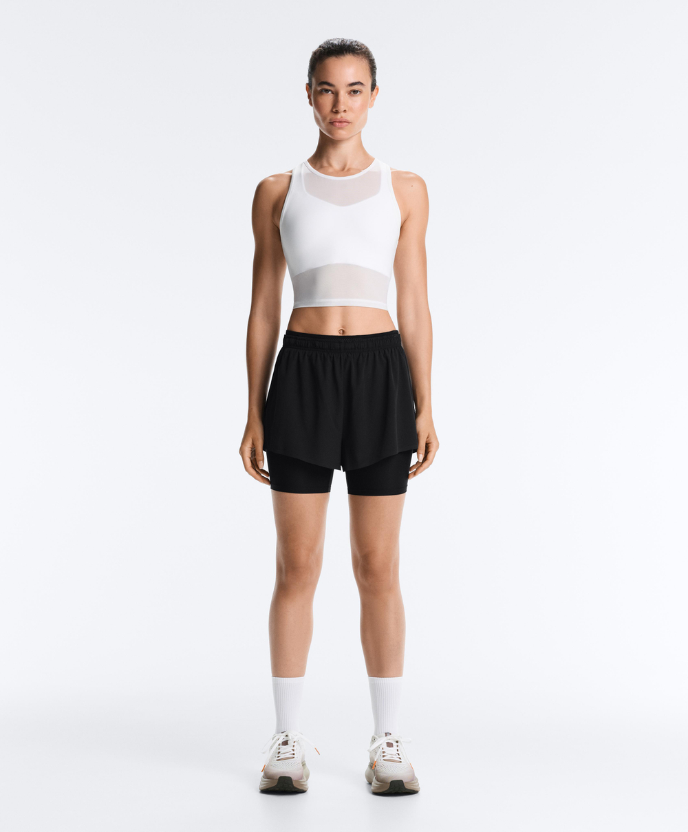 Oysho Майка Compressive с прозрачными деталями, белый