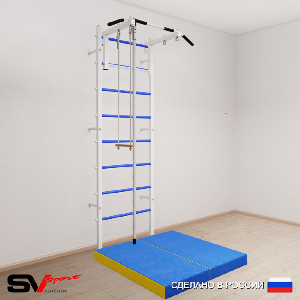 Шведская стенка Sv Sport 5154 (Турник стандарт/Канат/Трапеция/Мат 1м)