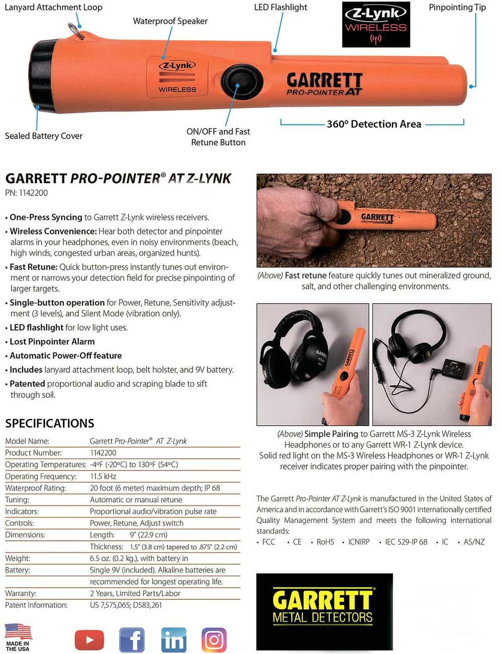 Пинпоинтер Garrett Pro-Pointer AT Z-Lynk