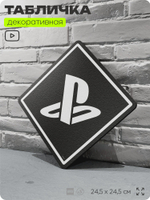 Табличка декоративная "Playstation" на дверь и стену, прикольная штука в подарок геймеру, декоративный знак, 24,5х24,5 см, Айдентика Технолоджи