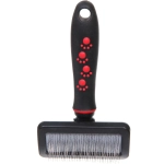 Расческа - пуходерка для животных «ПРОФФ - МОЙ БРО», прорезиненная ручка, цвет красный/черный, 9,5*16,5см