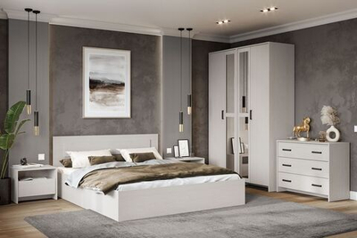 Спальный гарнитур МСП-1 (Ясень Анкор светлый) 1600